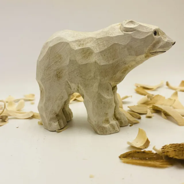 Polar Bear Solid Wood Hand-Carved Ornaments